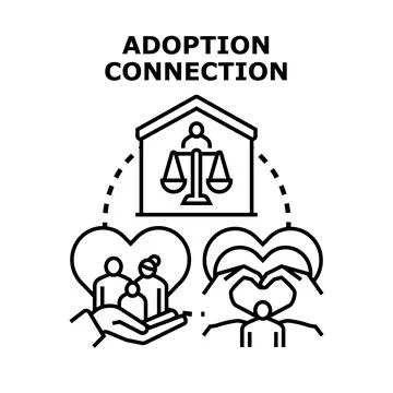 Adoption connection process joining families together Stock Illustration