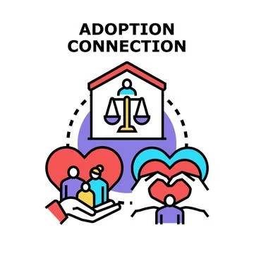 Adoption connection process joining families together Stock Illustration