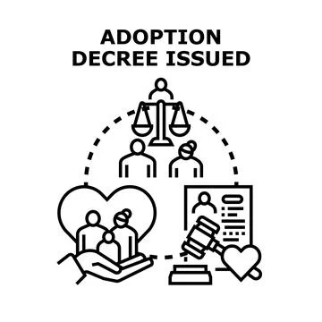 Adoption decree issued affirming new family legal rights Stock Illustration