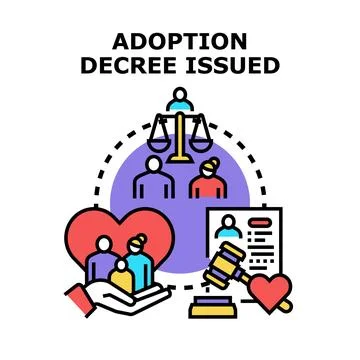 Adoption decree issued affirming new family legal rights Stock Illustration
