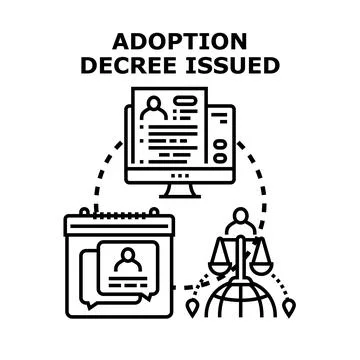 Adoption decree issued document process concept Stock Illustration