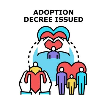 Adoption decree issued forming new family loving parent Stock Illustration
