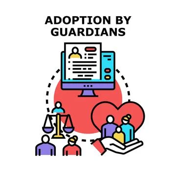 Adoption by guardians process and child care support 库存插图
