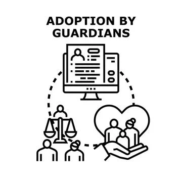 Adoption by guardians process and child care support Stock Illustration