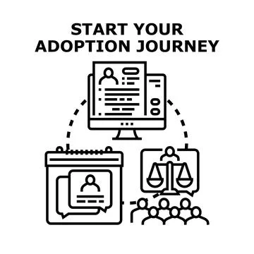Adoption journey process planning application legal steps Stock Illustration
