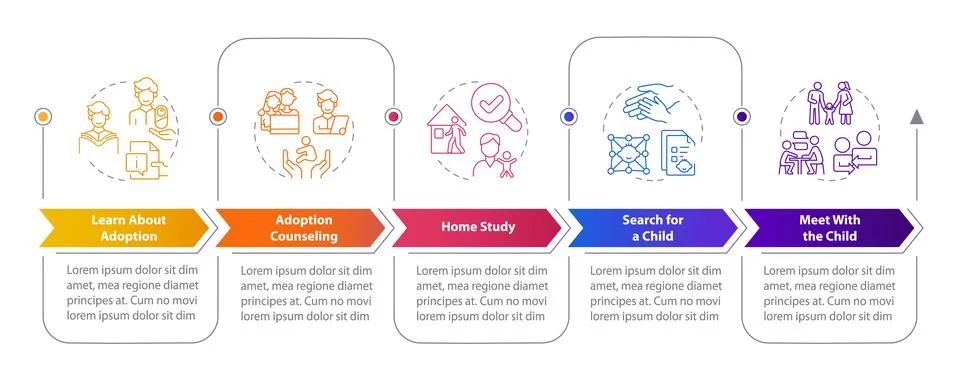 Adoption multi color rectangle infographic template mobile app screen Stock Illustration