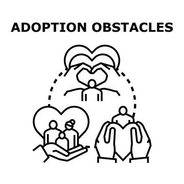 Adoption obstacles concept blocking family finding process Stock Illustration