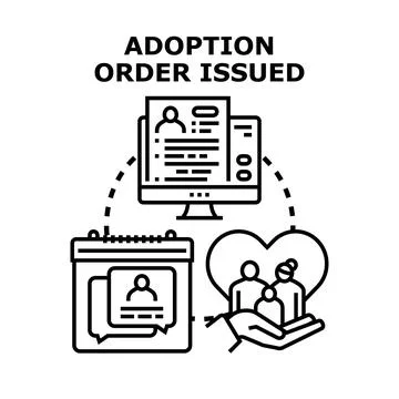 Adoption order issuance process and family support Stock Illustration