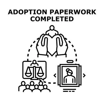 Adoption paperwork completed securing new family love Stock Illustration