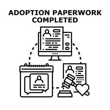 Adoption process completed with legal paperwork Stock Illustration