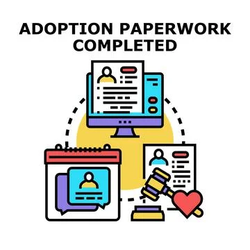 Adoption process completed with legal paperwork Stock Illustration