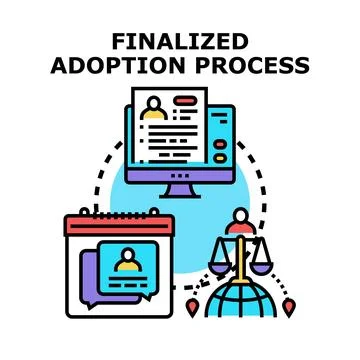 Adoption process concept finalizing legal child placement Stock Illustration