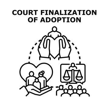 Adoption process finalization with legal decision and family support Stock Illustration