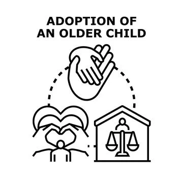 Adoption process for older child concept Stock Illustration