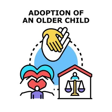 Adoption process for older child concept Stock Illustration
