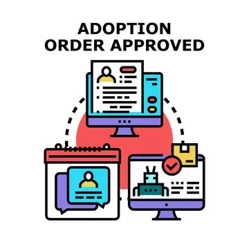 Adoption process order approved digital transaction Stock Illustration