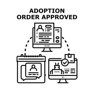 Adoption process order approved digital transaction Stock Illustration