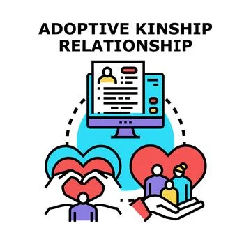 Adoptive kinship relationship concept creating new family Stock Illustration