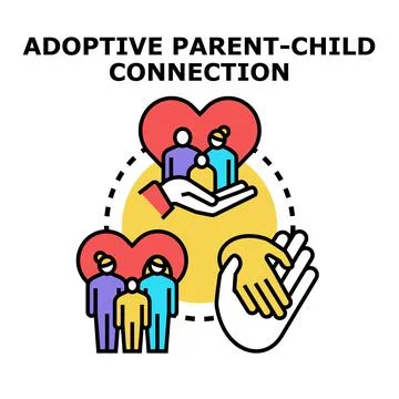 Adoptive parent child connection concept illustrating family and care Stock Illustration