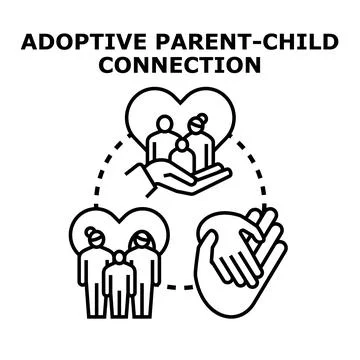 Adoptive parent child connection concept illustrating family and care Stock Illustration