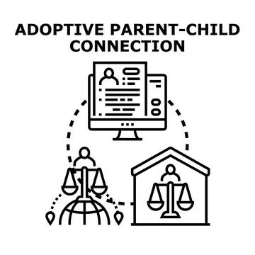 Adoptive parent child connection process concept Stockillustratie