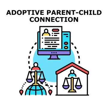 Adoptive parent child connection process concept Stock Illustration