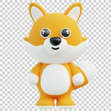 Adorable 3D Fox Character Standing with Bright, Playful Eyes Stock Illustration