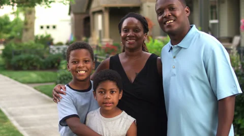 Adorable African American family portrait. Medium shot Stock Footage