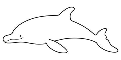 Adorable and simple dolphin line art illustration Stock Illustration