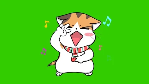Adorable Animated Dancing Cat on Green Screen for Easy Chroma Keying Stock Footage 282774090