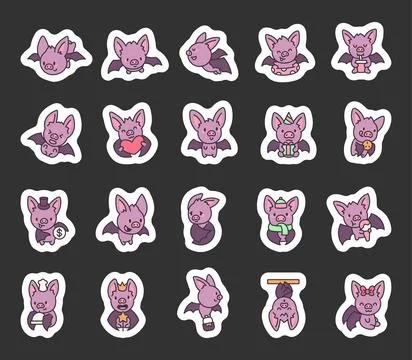 Adorable bat characters set Stock Illustration