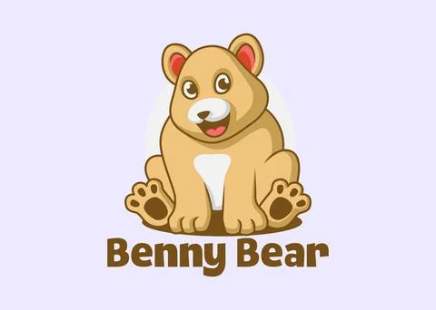 Adorable bear cub sit down with happy expression Stock-Illustration