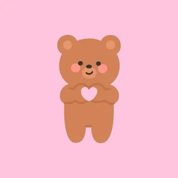 Adorable Bear Making a Heart Shape with Its Hands Stock Illustration