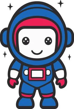 Adorable Blue Astronaut Stock Illustration
