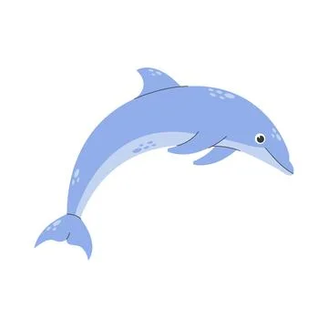 Adorable blue dolphin i Stock Illustration