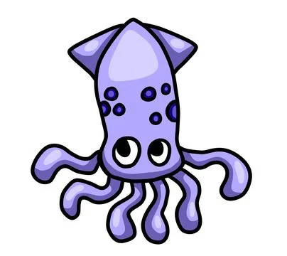 Adorable Blue Squid Stock Illustration