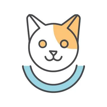 Adorable cat with friendly face and collar. This cute cat icon conveys happ.. Stock Illustration
