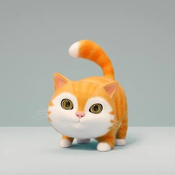 Adorable cat is preparing to attack. 3d cartoon character Stock Illustration