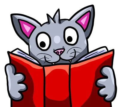 Adorable Cat Studying Stock Illustration