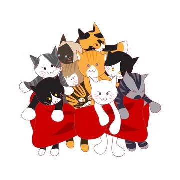 Adorable Cats Bouquet as Present. Vector Illustration. Stock Illustration