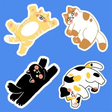 Adorable Cats Pose A Gesture Vector Doodle. Best for Sticker, Decoration, Pri Illustrazione stock