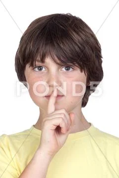 Adorable child ordering silence Stock Photos