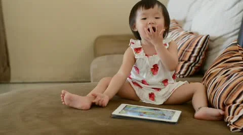 Adorable children playing tablet Stock Footage 21431392