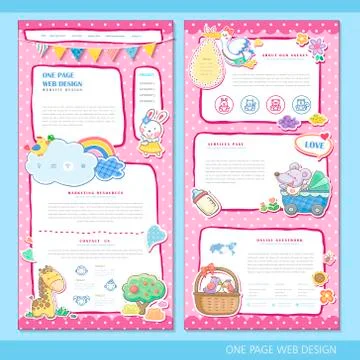Adorable concept one page website design Stock Illustration