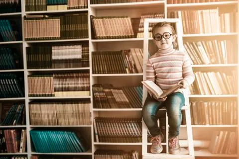 Adorable Cute Girl Reading Storytelling Concept Stock Photos