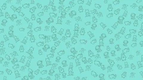 Adorable doodle creatures on a pastel background creating a charming seamle.. Video stock 335942369