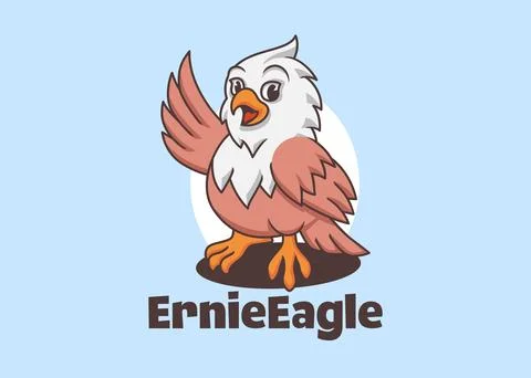Adorable eagle chick waving wing with cheerful expression Stock-Illustration