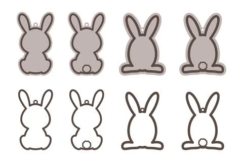 Adorable Easter bunny basket name tags. Laser wood cutting template. Layered  Stock Illustration