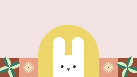 Adorable Easter bunny peeks out from a hole 스톡 동영상 301224165