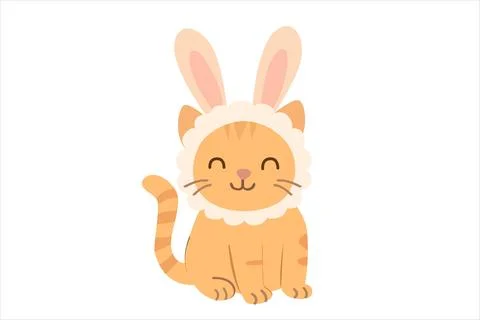 Adorable Easter Cat with Bunny Ears for Festive Celebrations Stock Illustration